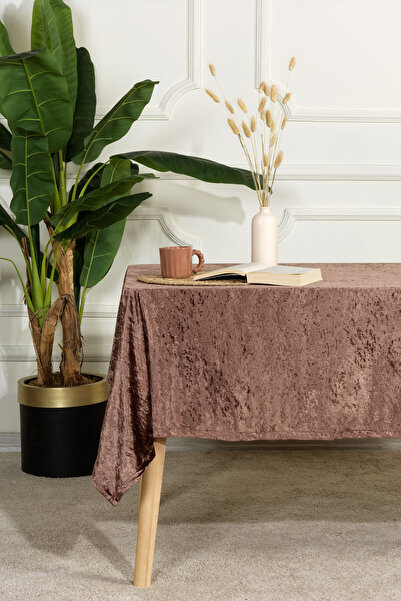 Elart Velvet Tablecloth Rectangular (150X220 cm) Brown