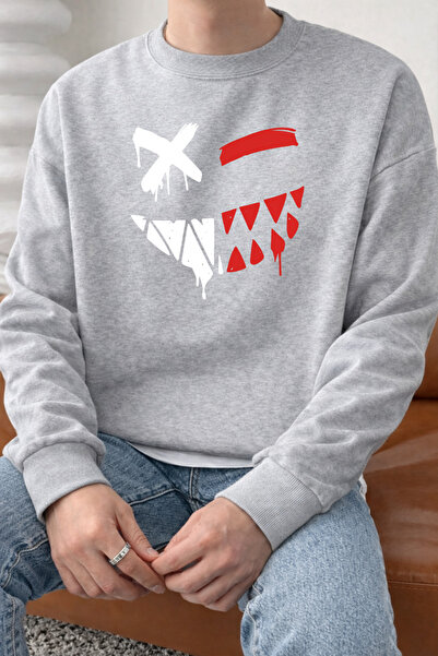 Pink Sky Ουνισέξ oversized Βαμβακερό με τύπωμα Φούτερ SMILE