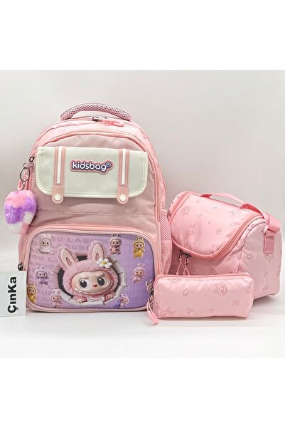 Çınka Bags Water Resistant Fabric Backpack Set with Back Support, Lunch Box a...