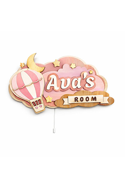 MK Design İsme özel Işıklı Bebek ve Çocuk Odası Ahşap Harf Kapı süsü İsimlik ...