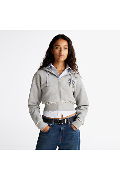 Tommy Hilfiger Tjcw Prep Varsity Zip-Thru Kadın Gri Sweatshirt