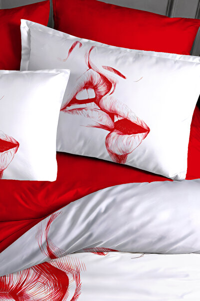 MonoHome Valentine's Day 100% Cotton Satin Double Duvet Cover Set with Elasti...
