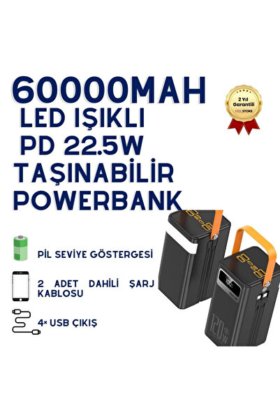 hızlı store 60000Mah Led Işıklı Taşınabilir Powerbank