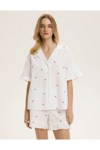 ESOTIQ Women's Pajamas Set Shorts & Shirt with Ruffle Cute Heart Pattern 100%...