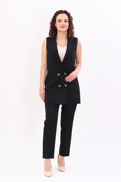 ÖNDER ÖZSOY Long Men's Collar Double-Breasted Hijab Vest & Elastic Tight-Legg...