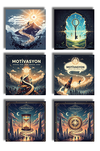 remonz Motivational Themed Printed Wooden Coasters 9X9 cm (6 Pcs) Presentatio...