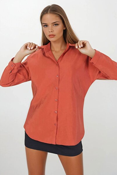 Trend Alaçatı Stili Women's Tile Oversized Basic Shirt Vs00377