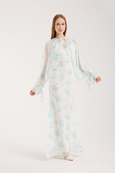 Stylish فستان ستايلش اخضر فاتح ناعم مورد من الشيفون