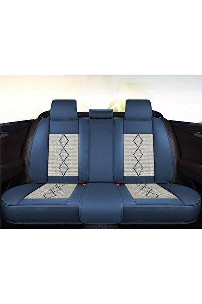 CarGuard Huse Auto Premium Deluxe, 5 Locuri, Piele Ecologică și Textil, Airbag OK, Albastru-Alb
