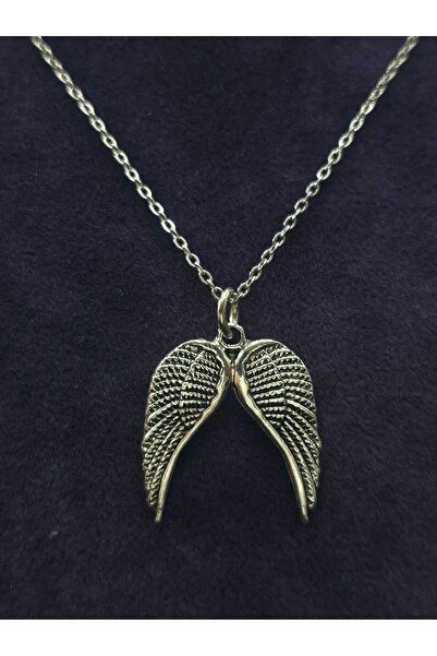 sarıyer silver Angel Wing Steel Necklace Double Wing Angel Love Romantic Love...