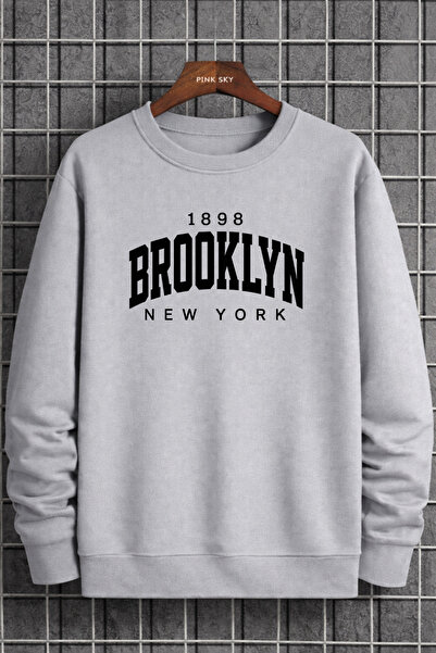 Pink Sky Unisex Oversized Cotton Printed Sweatshirt Brooklyn