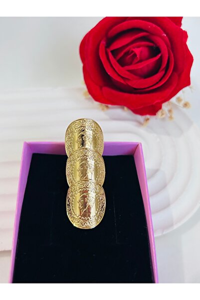 Roya Happiness ÇEYREKLİ YÜZÜK 3’LÜ ÇEYREK ALTIN RENK TEKLİ ÇEYREK YÜZÜK ANNEY...