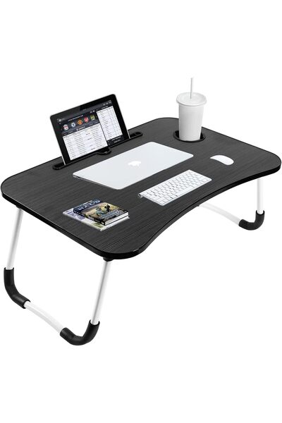 Generic Portable Folding bed Table, Laptop Desk With ipad and Cup Holder