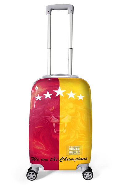 Coral High Sarı Kırmızı 5 Yıldız Aslan Taraftar Desenli Kabin Boy Valiz (50cm...