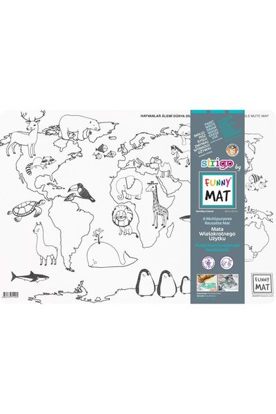 Funny Mat PLANȘĂ REUTILIZABILĂ 48x33.5 cm + CADOU SET INSTRUMENTE DE COLORAT