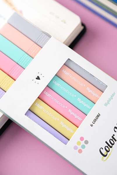 Matt Notebook Set of 6 Highlighter Pastel Color Highlighter Pens