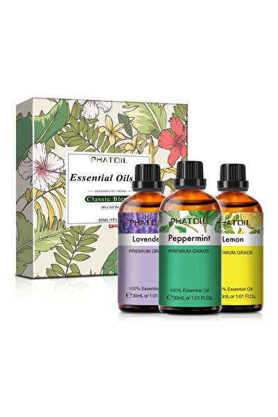 PHATOIL Σετ 100% Καθαρών Αιθέριων Ελαίων - Λεβάντα, Μέντα, Λεμόνι