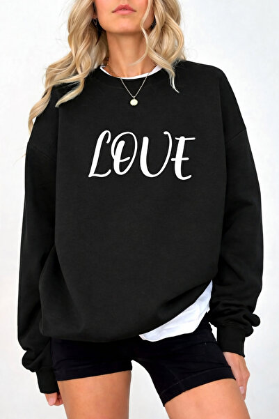 Pink Sky Unisex Oversized Cotton Printed Sweatshirt Love
