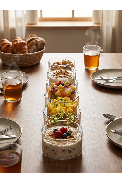 Countra طقم أوعية زجاجية للإفطار مكون من 6 قطع، وعاء زجاجي شفاف للتقديم والمق...