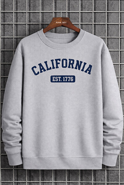 Pink Sky Unisex Oversized Cotton Printed Sweatshirt California