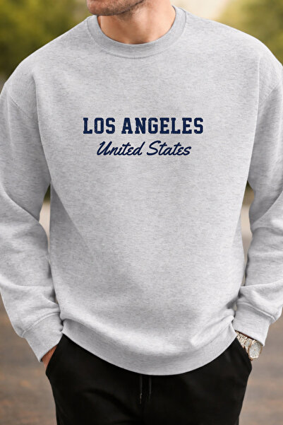 Pink Sky Unisex supradimensionat Bumbac cu imprimeu Swea tricou Los Angeles