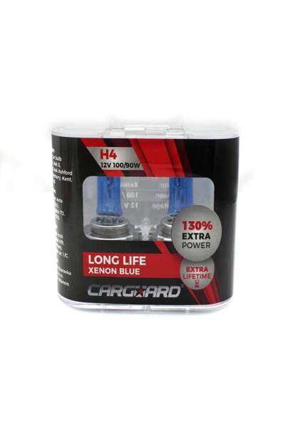 CarGuard Set de 2 becuri Halogen H4, 100W +130% Intensitate - LONG LIFE -