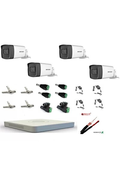 Hikvision Complete Kit 4 Outdoor Surveillance Cameras Full HD 1080P 80m IR