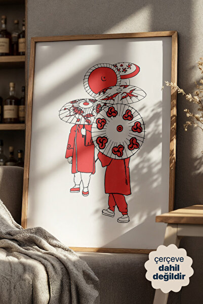 Persona Istanbul Kızıl Şemsiyeler - Doğu'nun Grafik Ritmi Posteri (Çerçevesiz)