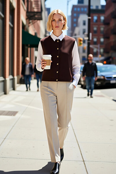 BENERLY Women's Crew Neck Sleeveless Denim Vest Plain Woven Regular Fit Winte...