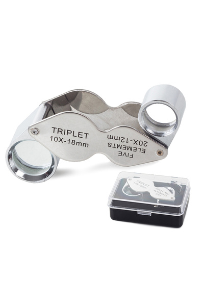 zola Jewelry magnifier, silver, steel, 10X, 20X, storage box