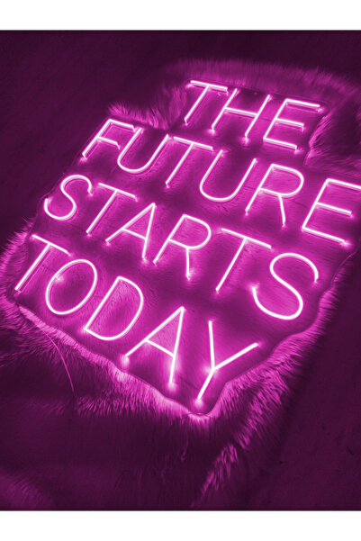 dekoraven The Future Starts Today Yazılı Neon LED Tabela | Spor Salonu ve Fit...