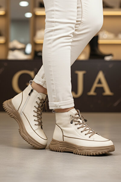 Guja Beige Zippered Women's Boots with Fleece Inside 26K310-13 Z