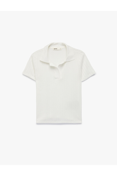 Koton Slim Fit Short Sleeve Textured Polo Neck T-Shirt