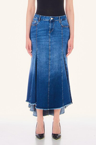 liu.jo Koyu Mavi Volanlı Denim Etek