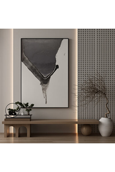 lawhat لوحة تجريدية مودرن بالأسود والرمادي – لمسة فنية فاخرة للمداخل وغرف الم...