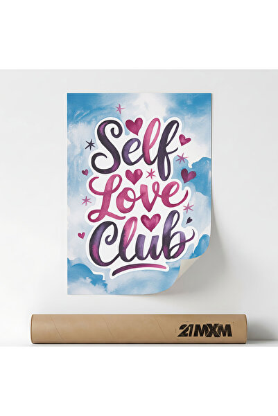 21mxm 'Self Love Club' Poster on Matte Canvas – Minimalist Design, 30 x 40 cm...