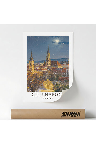 21mxm Poster 'Oras-Cluj-Napoca' Pe Panza Mata – Design Minimalist, 30 x 40 cm...