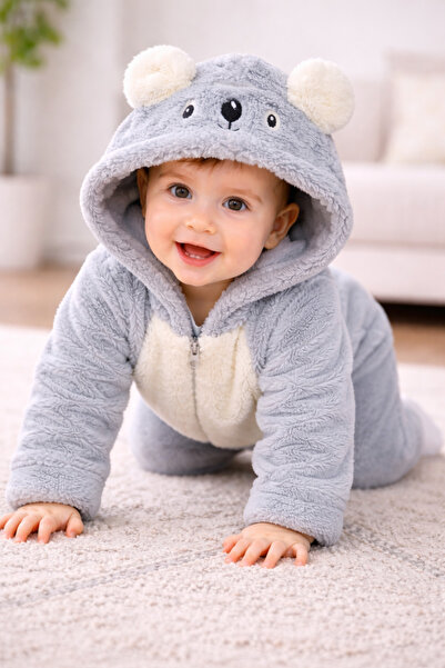 Chicsy Baby Baby Plush Astronaut Jumpsuit with Hooded Teddy Bear Patterns, Zi...