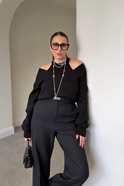 MAGARDE Premium Double V-Neck Knitwear Set Black - Black