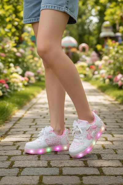 JOJO KIDS Girls' Summer Sports Shoes, Fully Led-Lit Velcro Sneakers, Non-Slip...