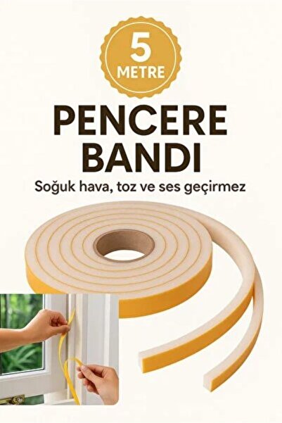 Karpen Pencere Bantı (5 Metre) Yapışkanlı Isı Yalıtım Süngeri Soğuk ve Toz Ge...
