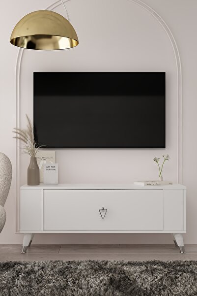 DEMONTE DECOR 1376DD RETRO-1 TV SEHPASI BEYAZ-GÜMÜŞ
