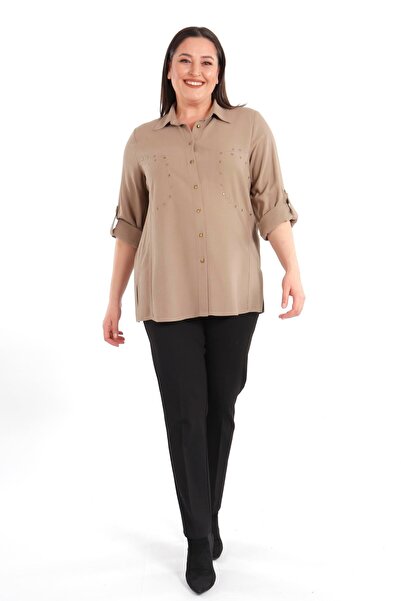 Metpoint Cămașă Trend42plus Mink cu buzunar în mărime mare