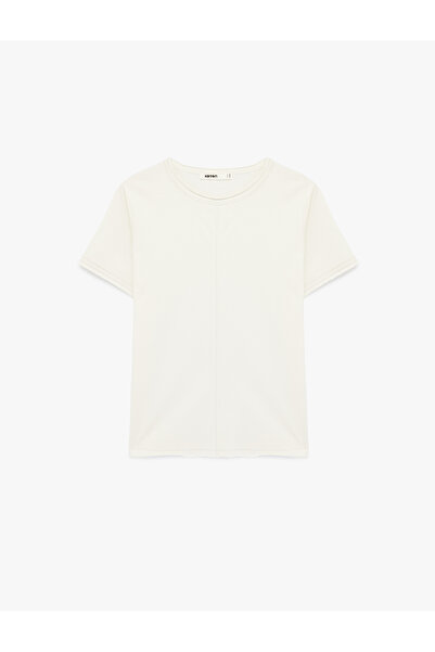 Koton Cotton Short Sleeve Crew Neck T-Shirt with Stitching Detail