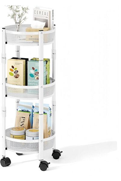 Generic 3 Tier Foldable Utility Rolling Cart with 360° Lockable Wheels