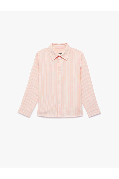 Koton Cotton Long Sleeve Classic Collar Striped Shirt