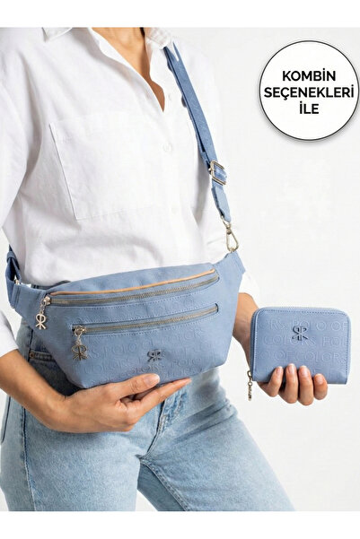 Çanta Trend Polo Of Colors Blue 4 compartimente cu accesorii aurii Combinație...