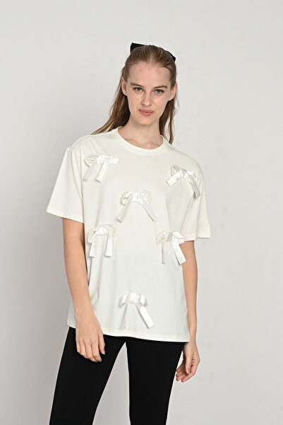 HAUSEkids Μπλουζάκι για κορίτσια Ribbon Mussness 9-14 ετών - Εκρού