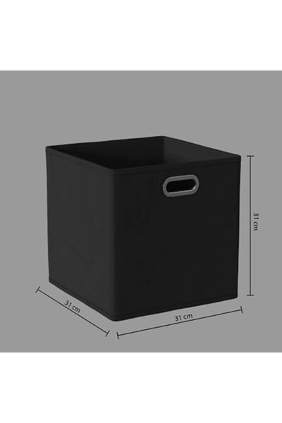 5FIVE Textile Storage Box, Foldable, with Metal Handle, 31x31x31 cm, Black