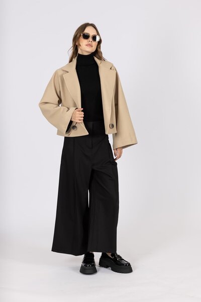 byözlemyazan Kaşe Dokulu Astarlı Kısa Kaban